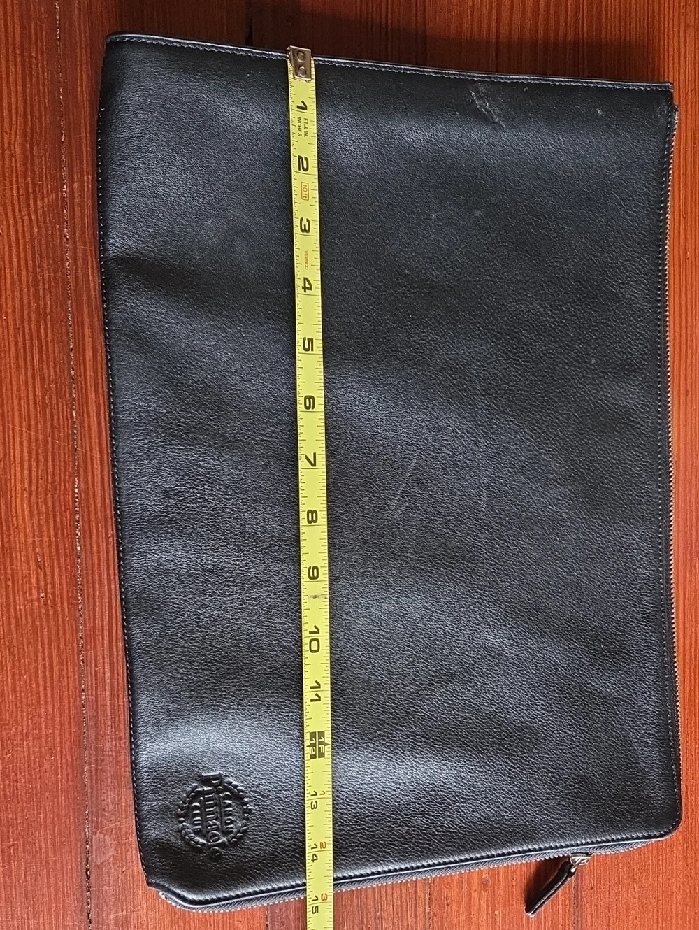 Black Leather Laptop Portfolio with Embossed Logo